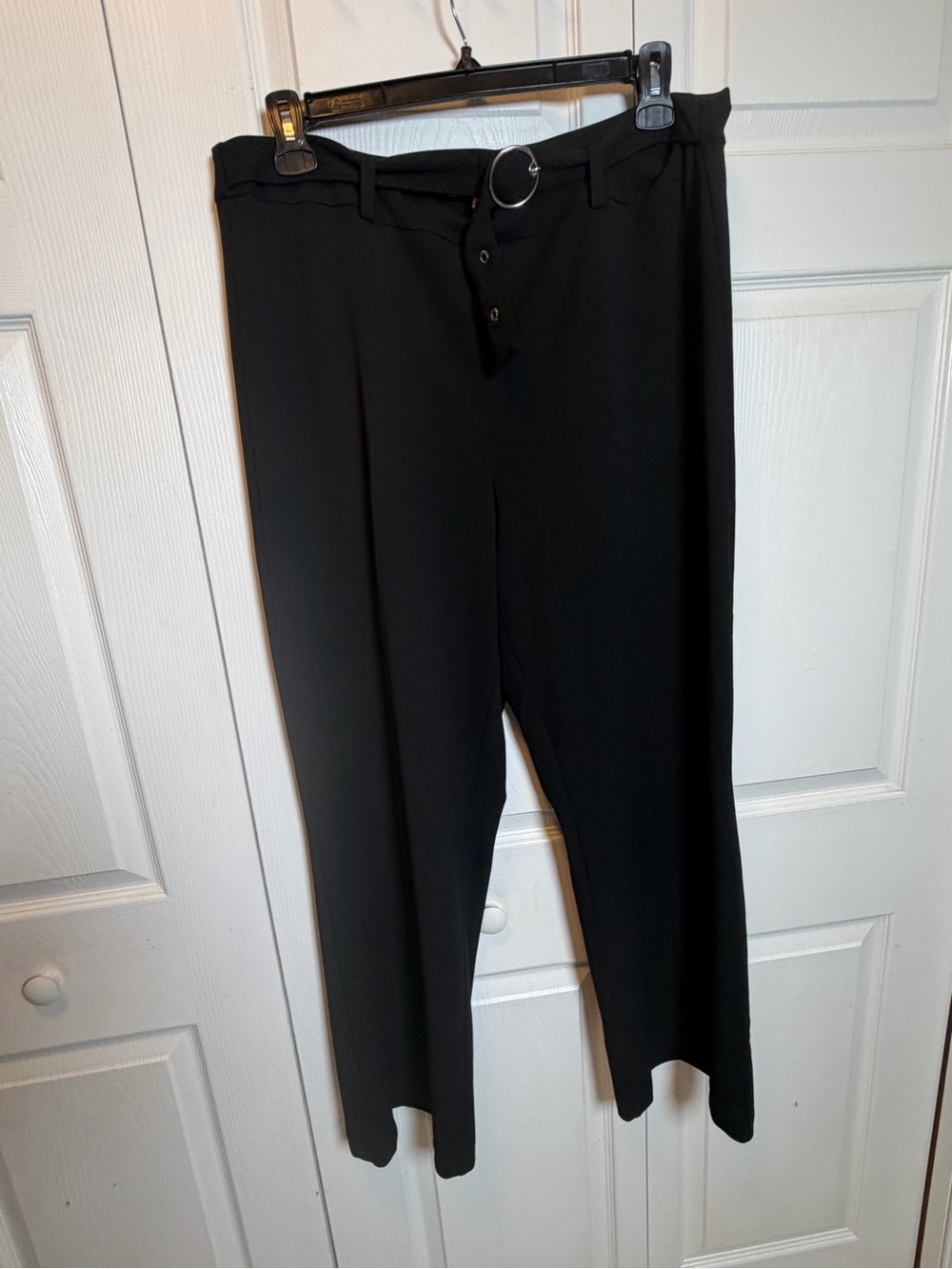 Hope & Harlow Black Wide Leg Pants XL High Rise Belted Stretch Career